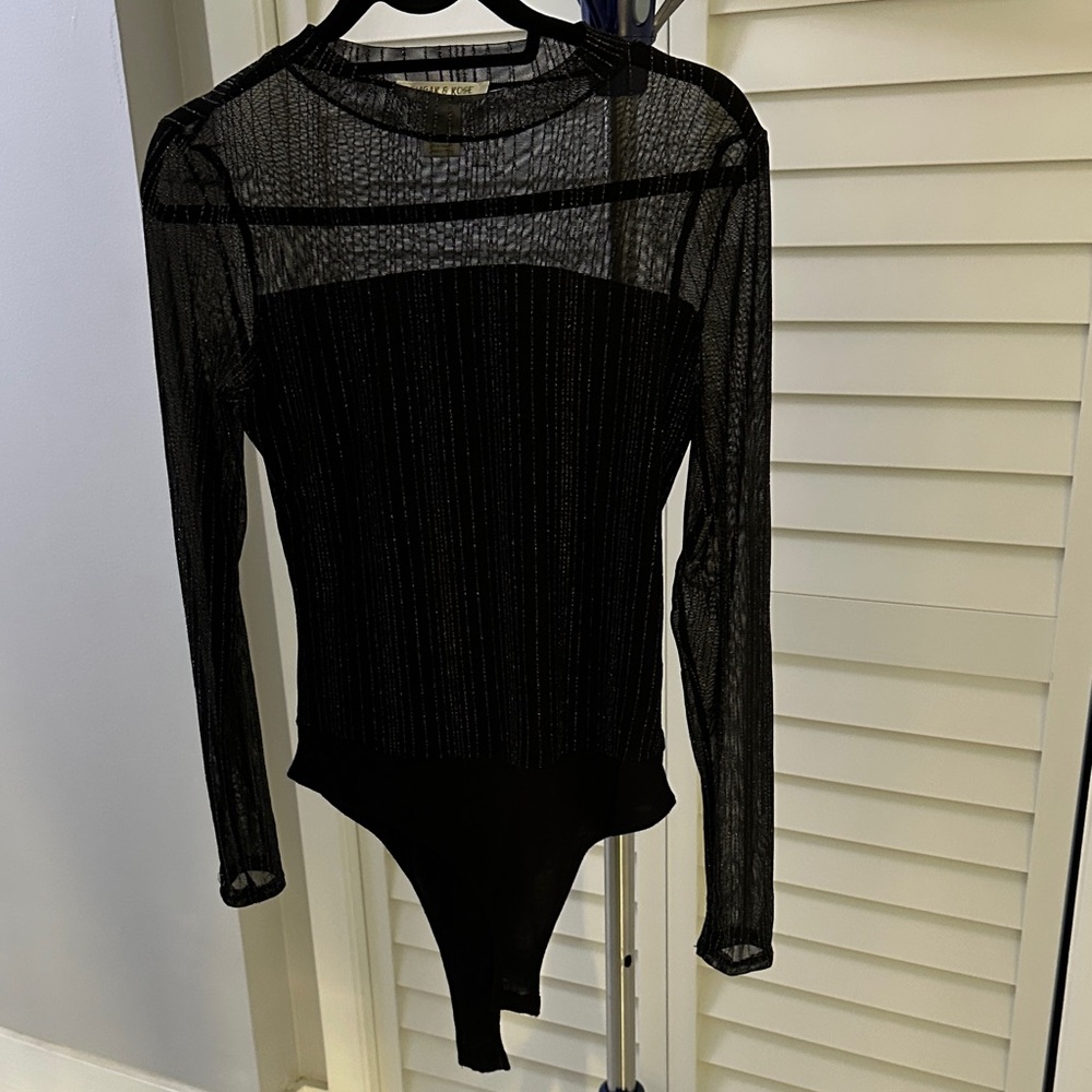Black Sheer Long Sleeve Bodysuit